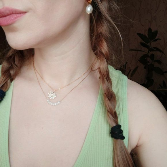 Delicate Seed Pearl Beaded Gold Necklace - Picture 12 of 13